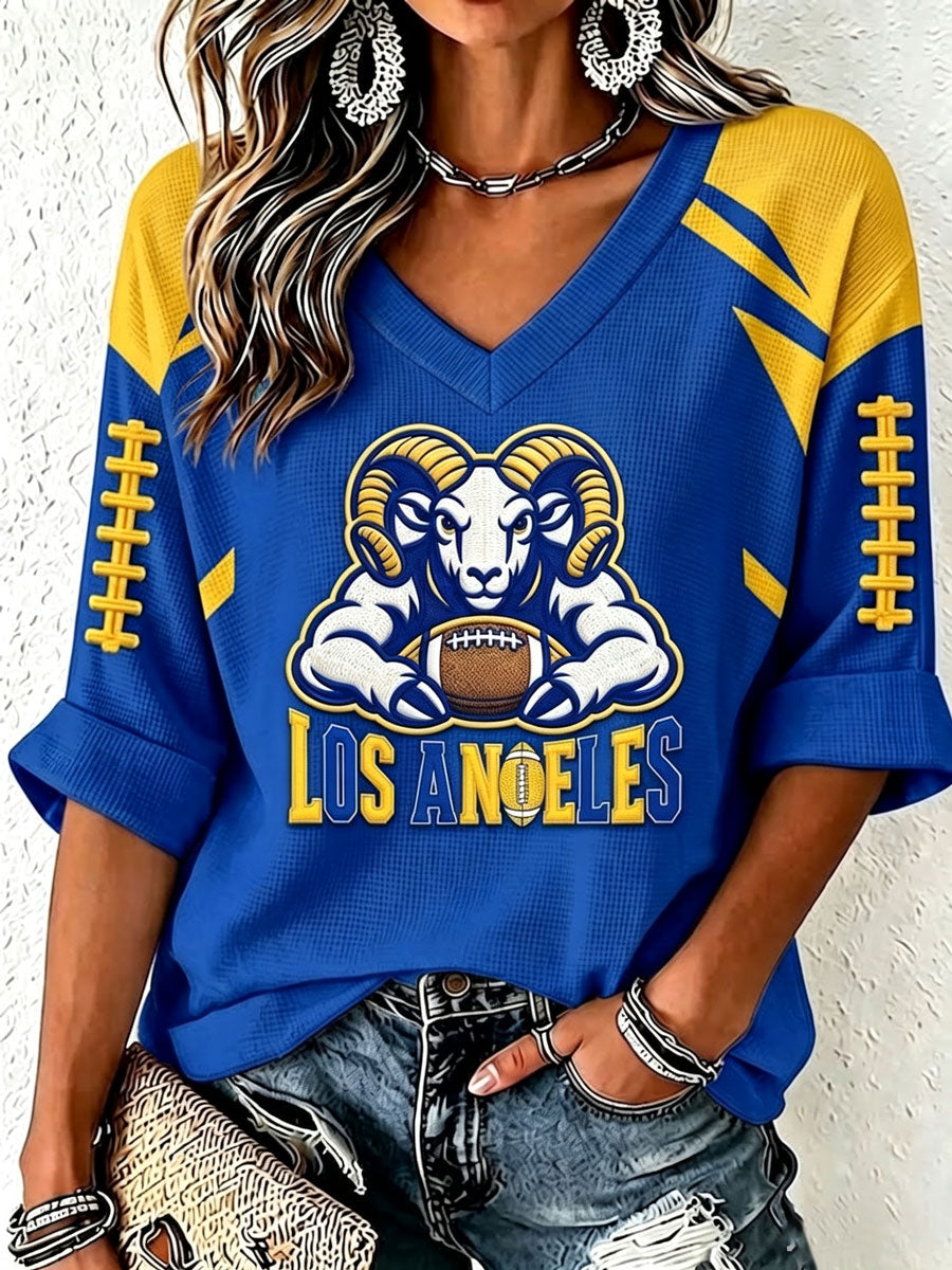 Women'S Football Print Waffle Top