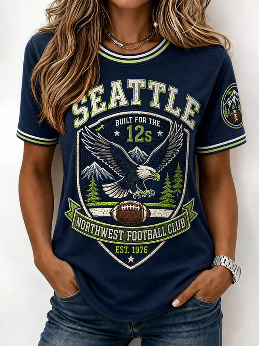 Women's Football Printed Vintage Fashion Print T-shirt
