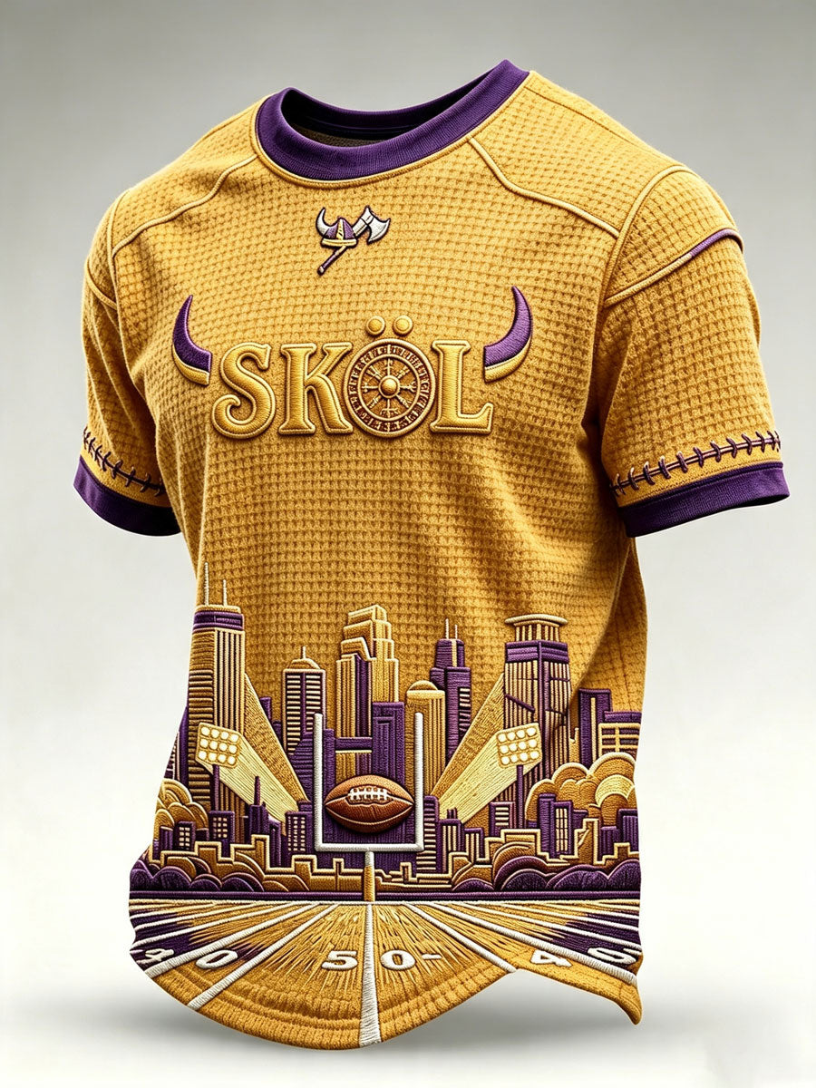 Men'S Football Print Waffle T-Shirt