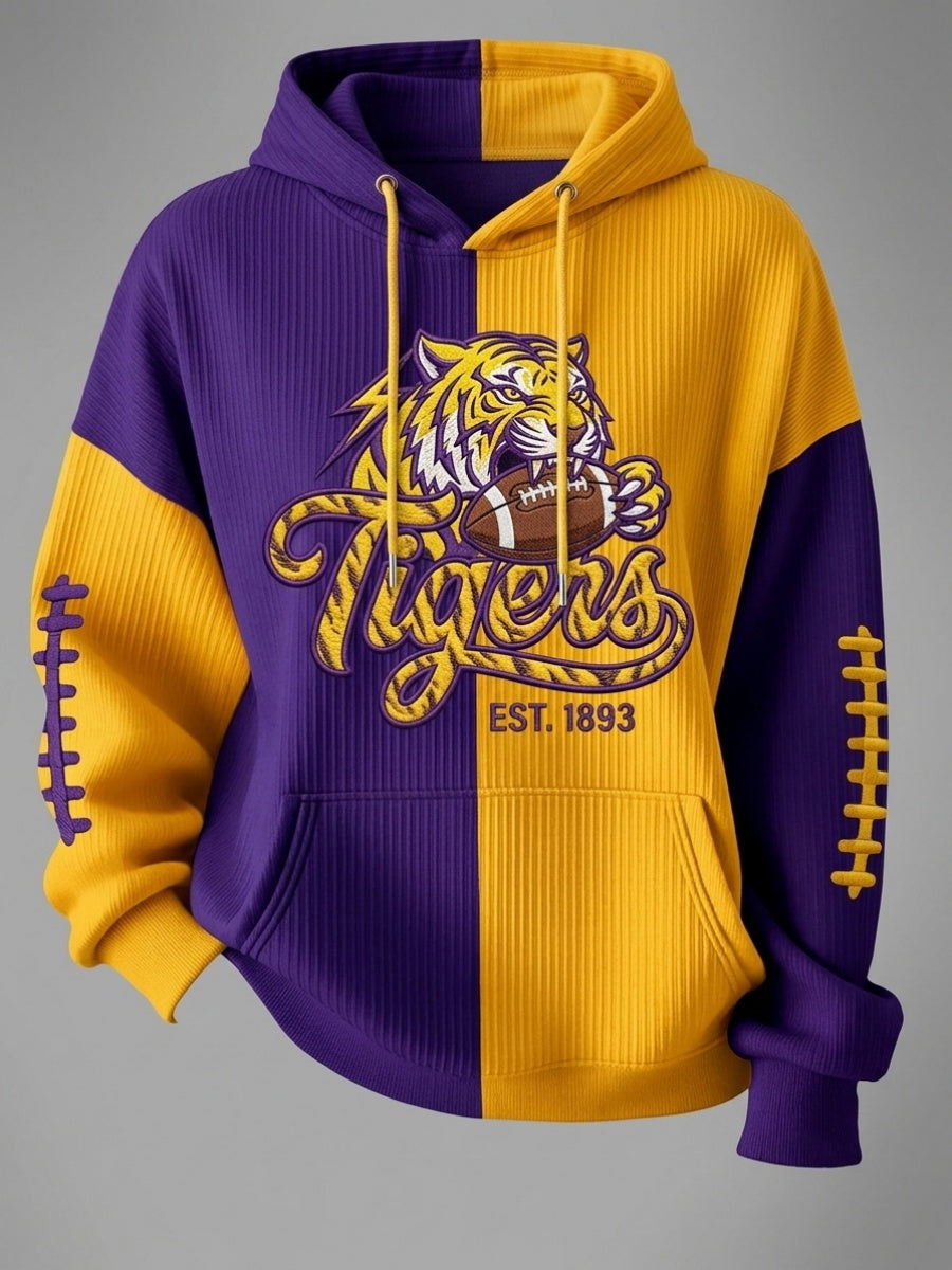 Women'S Football Print Hooded Sweatshirt
