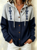 Women'S Football Fan Printed Casual Hooded Sweatshirt