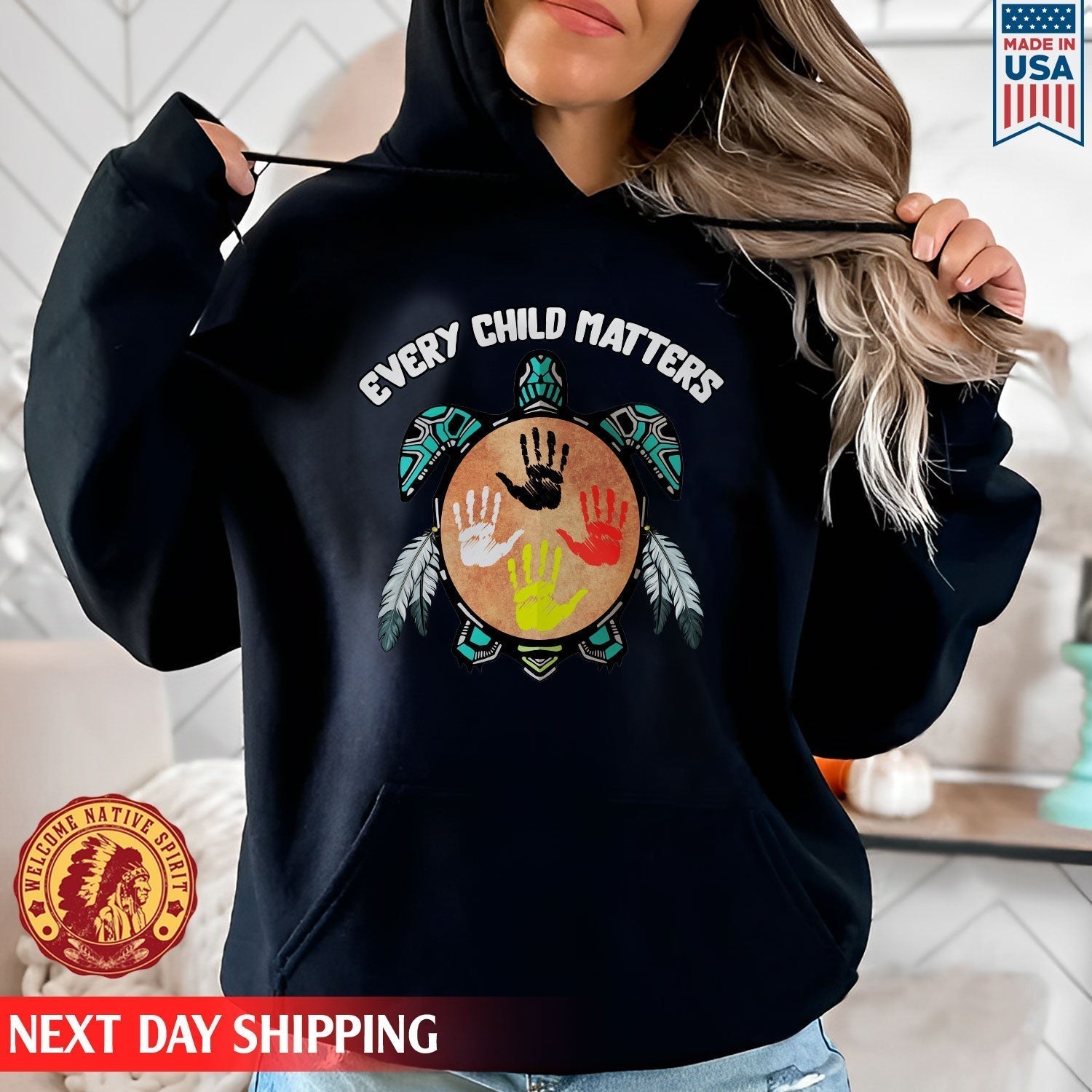 Feather Hand Color On Turtle For Orange Shirt Day Unisex T-shirt/Hoodie/Sweatshirt