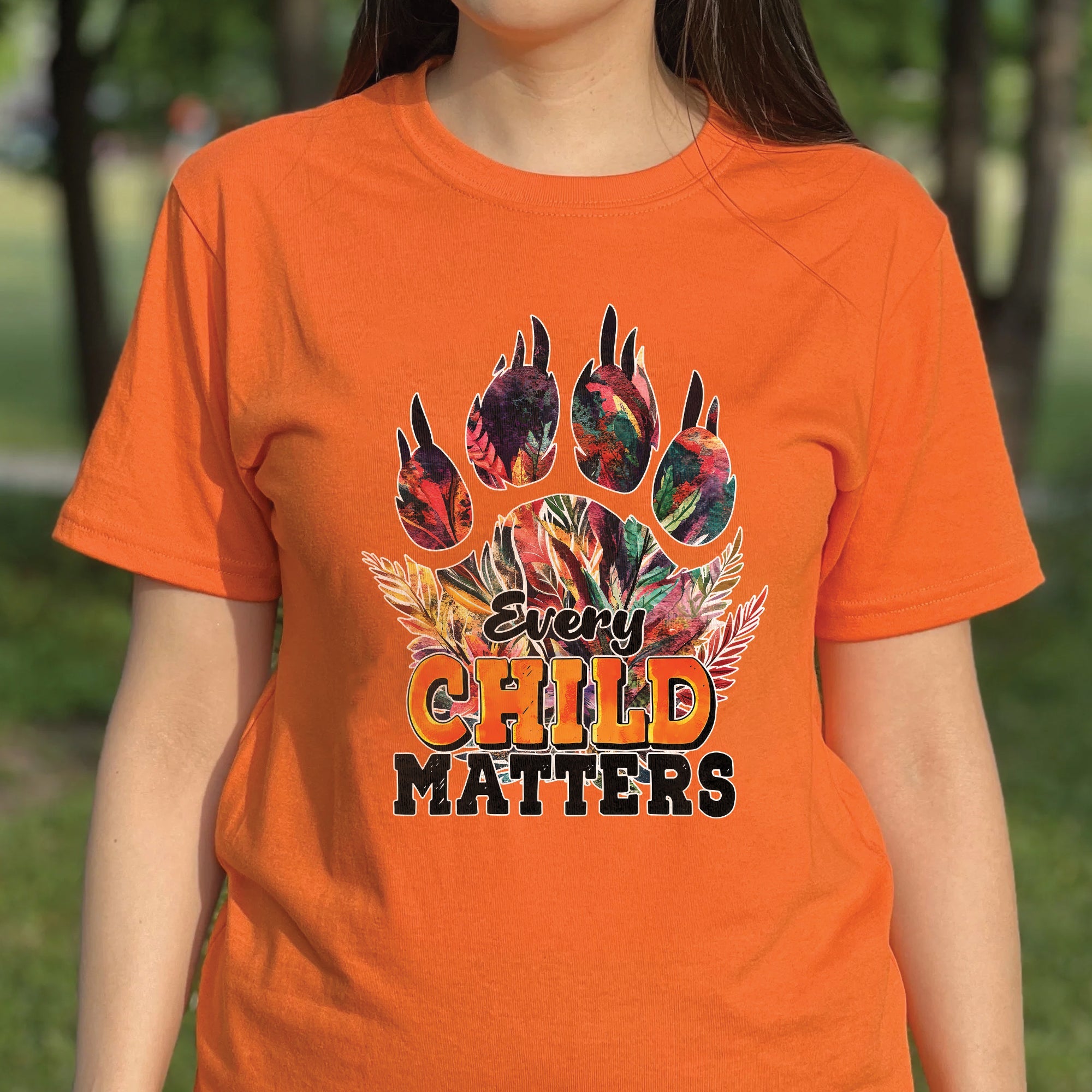 Every Child Matters Feathered Paw Print Orange Native American Unisex T-shirt/Hoodie/Sweatshirt