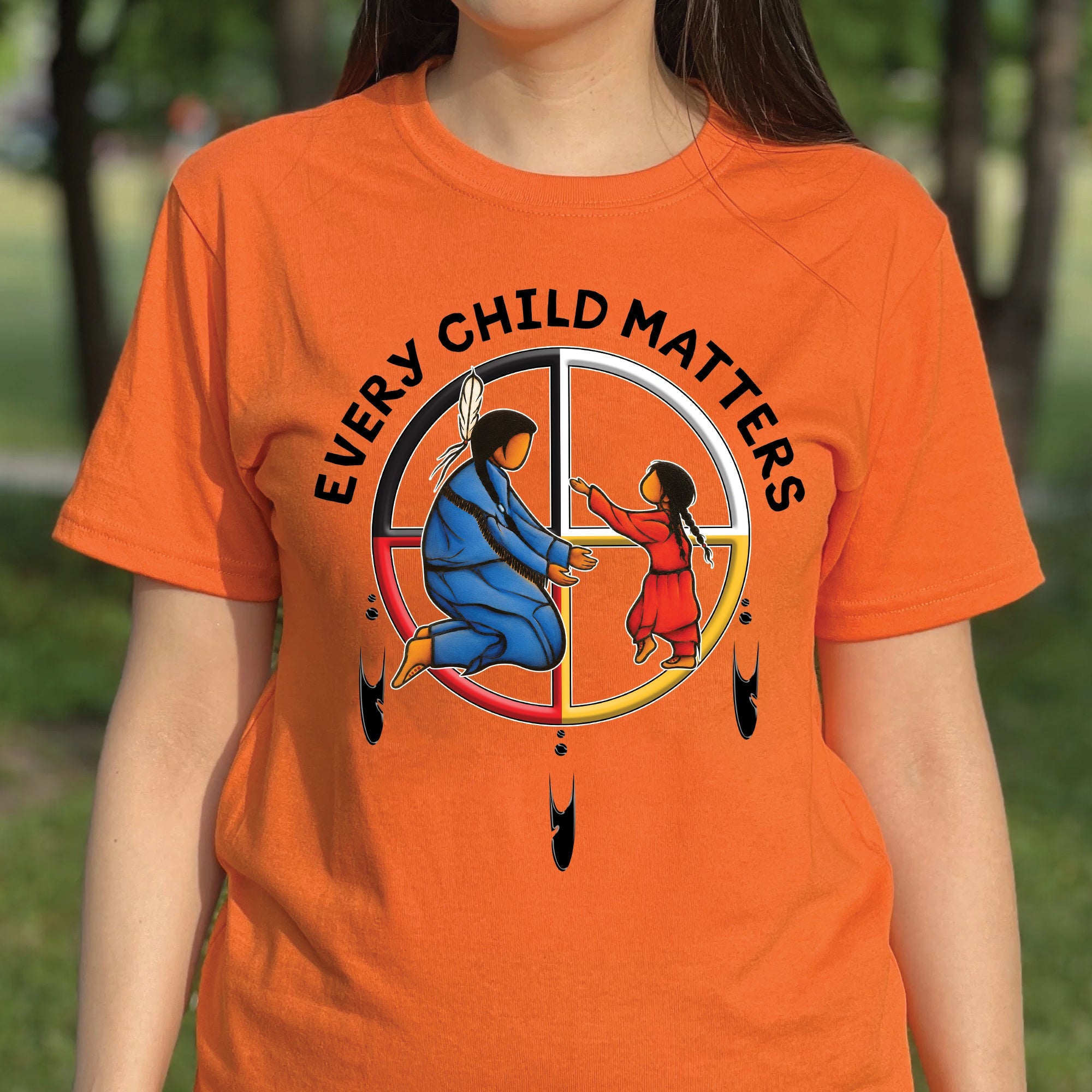 Every Child Matters Orange Shirt Day – Native Inspired Mother & Child Indigenous Awareness Unisex T-shirt/Hoodie/Sweatshirt