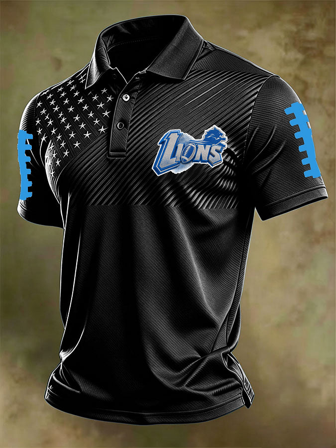 Men'S Football Print Polo T-Shirt