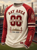 Men's Rugby Team Graphic Waffle-Knit Raglan Long-Sleeve Top