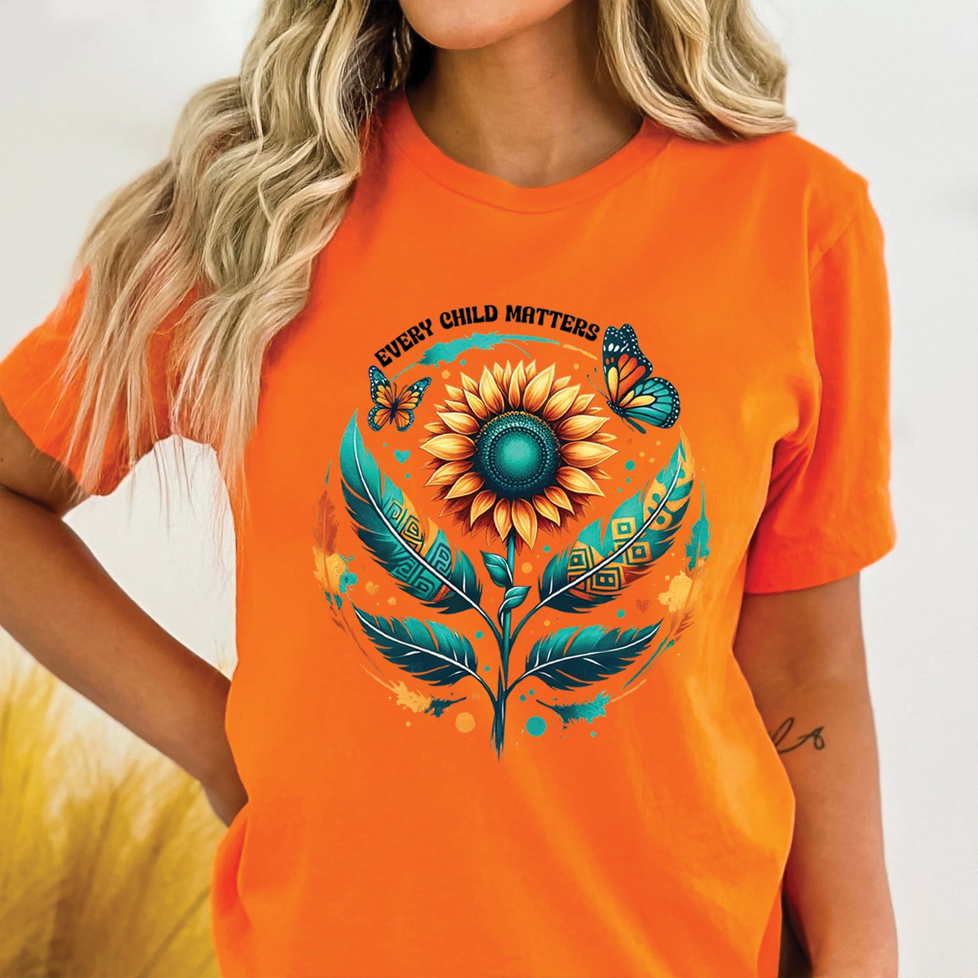 Every Child Matters Sunflower Orange Native American Unisex T-shirt/Hoodie/Sweatshirt