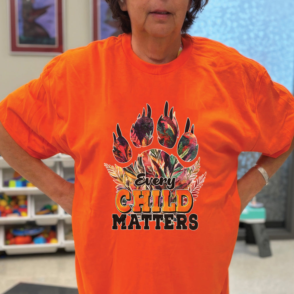 Every Child Matters Feathered Paw Print Orange Native American Unisex T-shirt/Hoodie/Sweatshirt