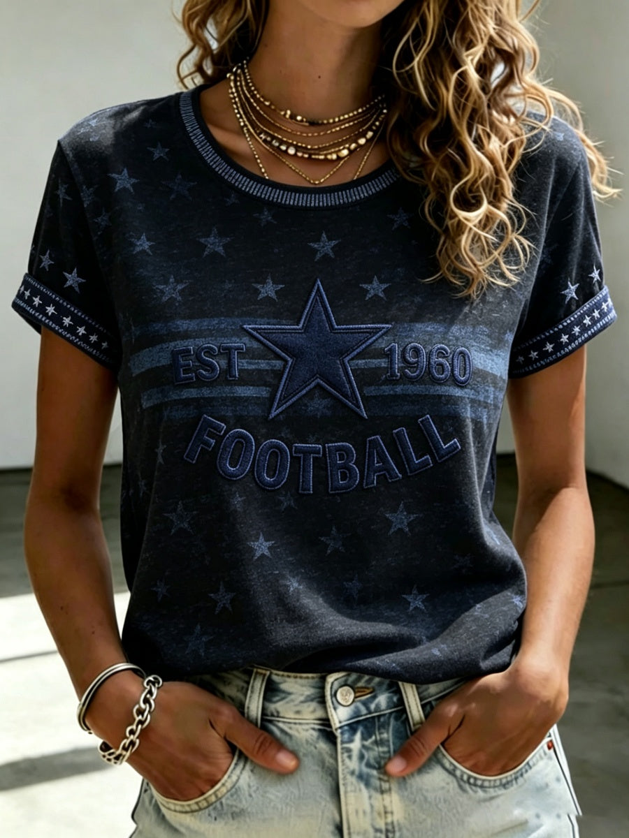 Women's Football Game Print Casual T-Shirt