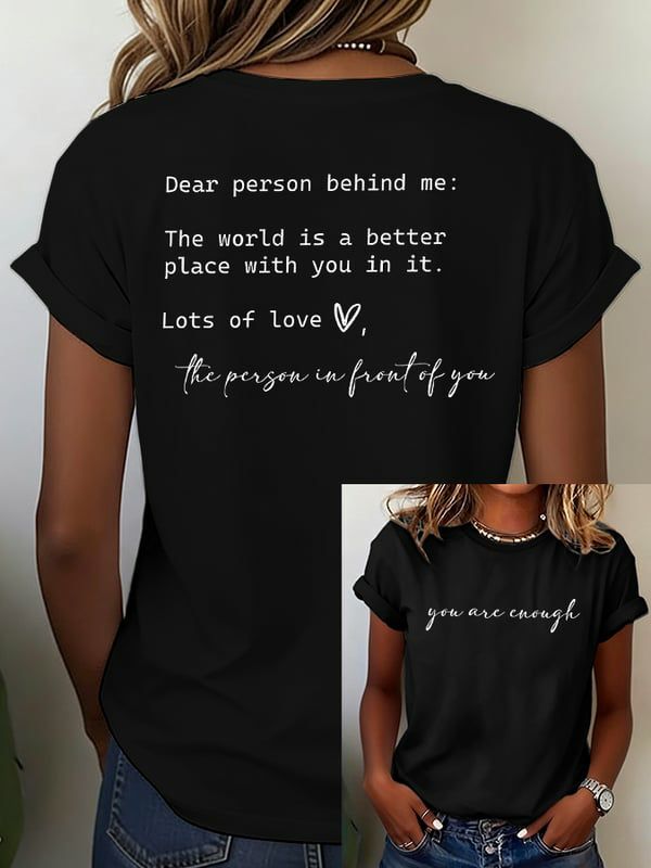 Women's Mental Health Slogan Print T-Shirt