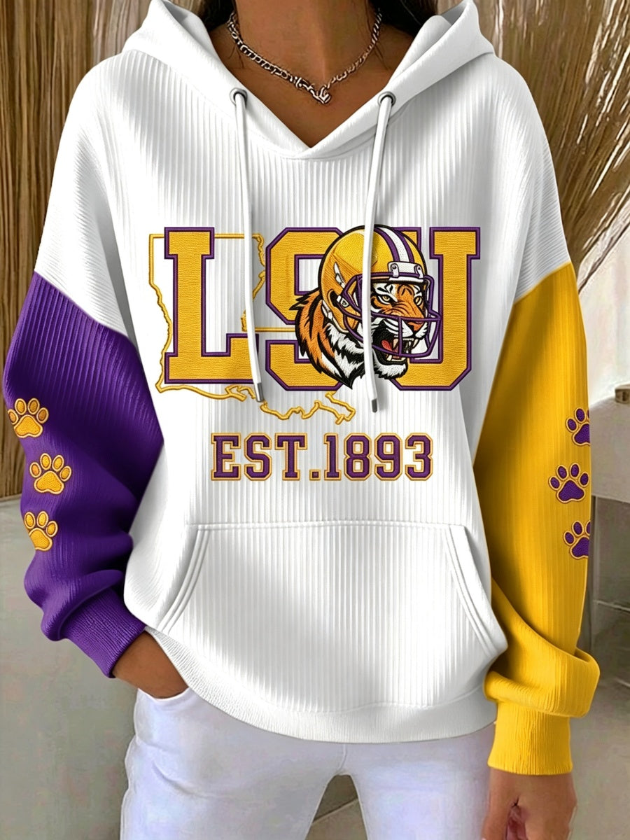 Women'S Football Print Hooded Sweatshirt