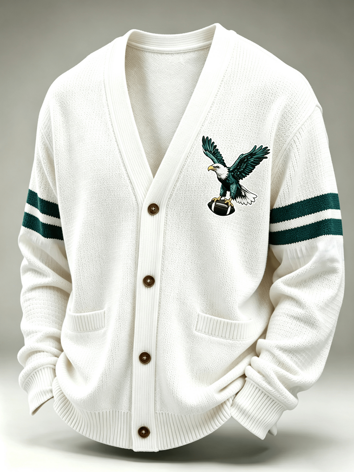 Men'S Casual Football Printed Cardigan