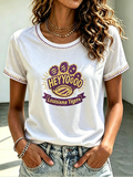 Women'S Rugby Printed Round Neck Short Sleeved T-Shirt