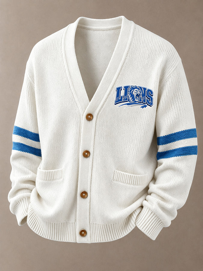 Men'S Casual Rugby Printed Cardigan