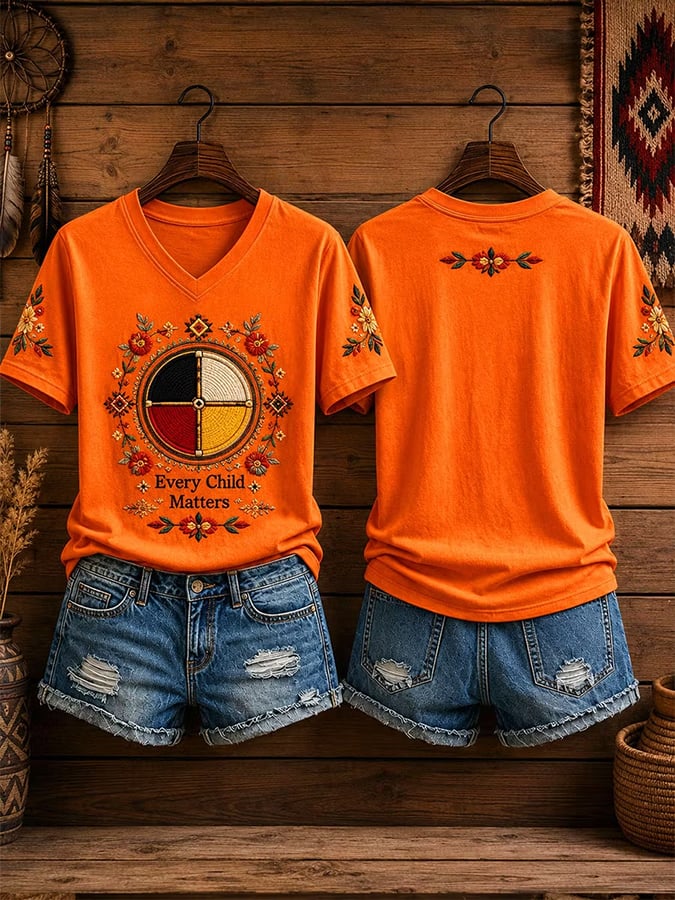 Women's  Retro Orange Shirt Day Print T-shirt