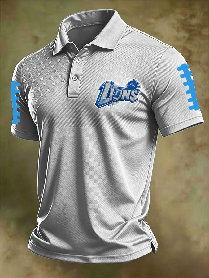Men'S Football Print Polo T-Shirt