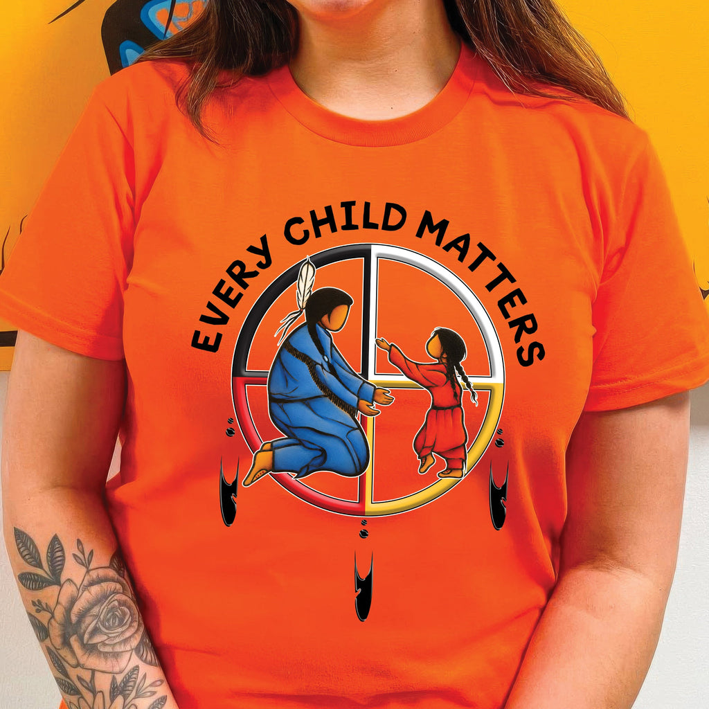 Every Child Matters Orange Shirt Day – Native Inspired Mother & Child Indigenous Awareness Unisex T-shirt/Hoodie/Sweatshirt