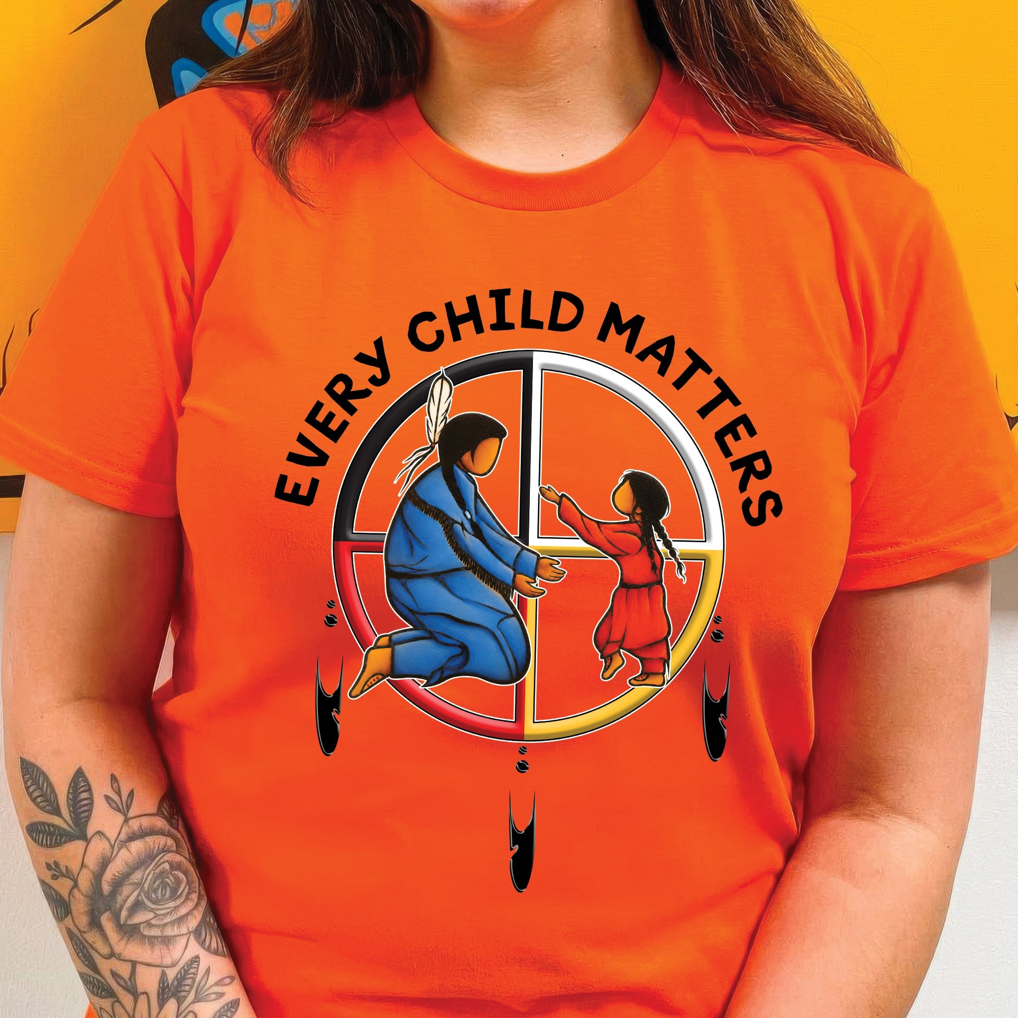Every Child Matters Orange Shirt Day – Native Inspired Mother & Child Indigenous Awareness Unisex T-shirt/Hoodie/Sweatshirt