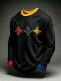 Men's Football Print Men's Waffle Crewneck Sweatshirt