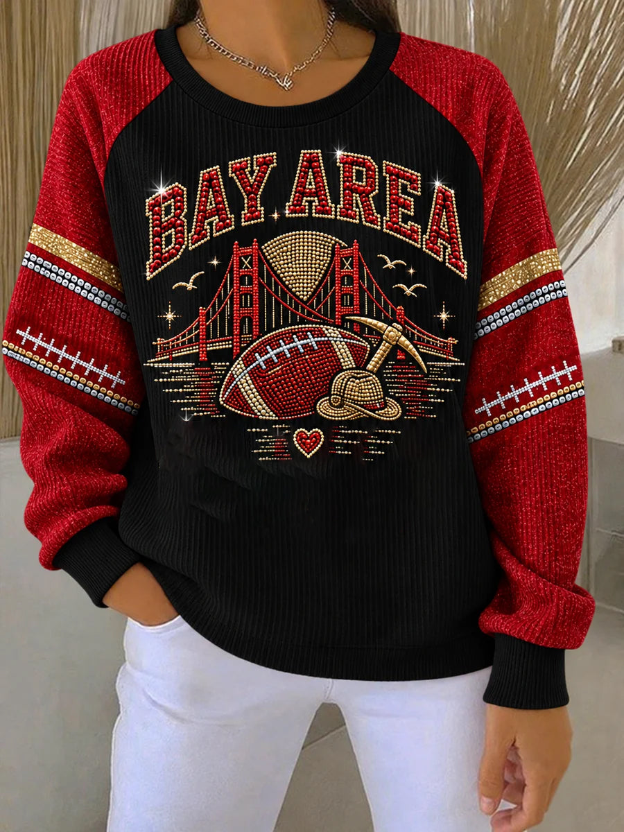 Women'S Casual Rugby Round Neck Long Sleeved Sportswear