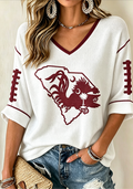 Women'S Football Print Waffle  Top