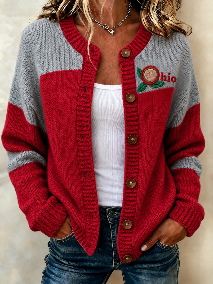 Women's Football Printed Knitted Cardigan
