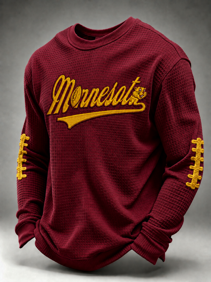 Men'S Football Printed Waffle Sweatshirt