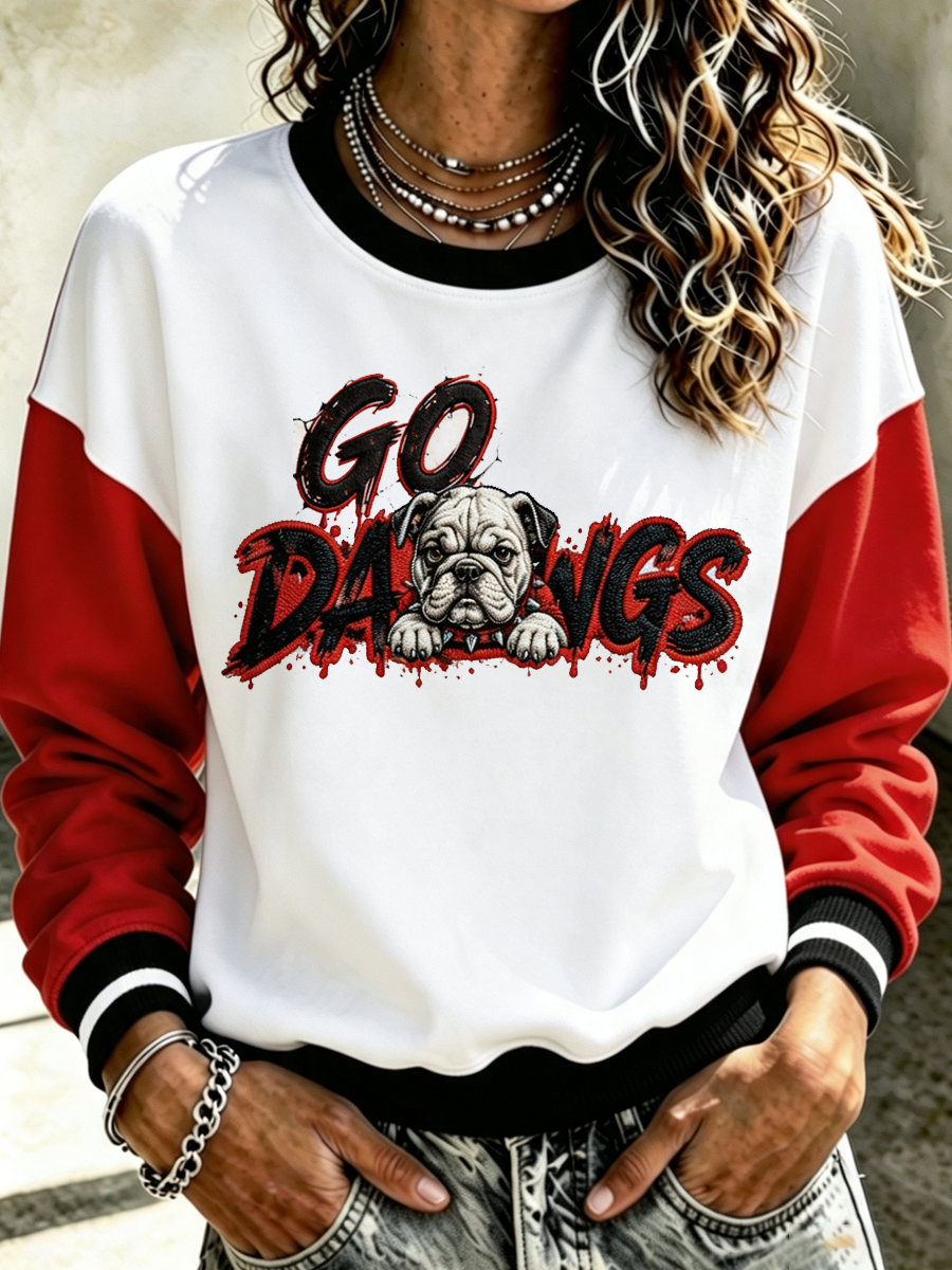 Women'S Retro Football Round Neck Sports Shirt