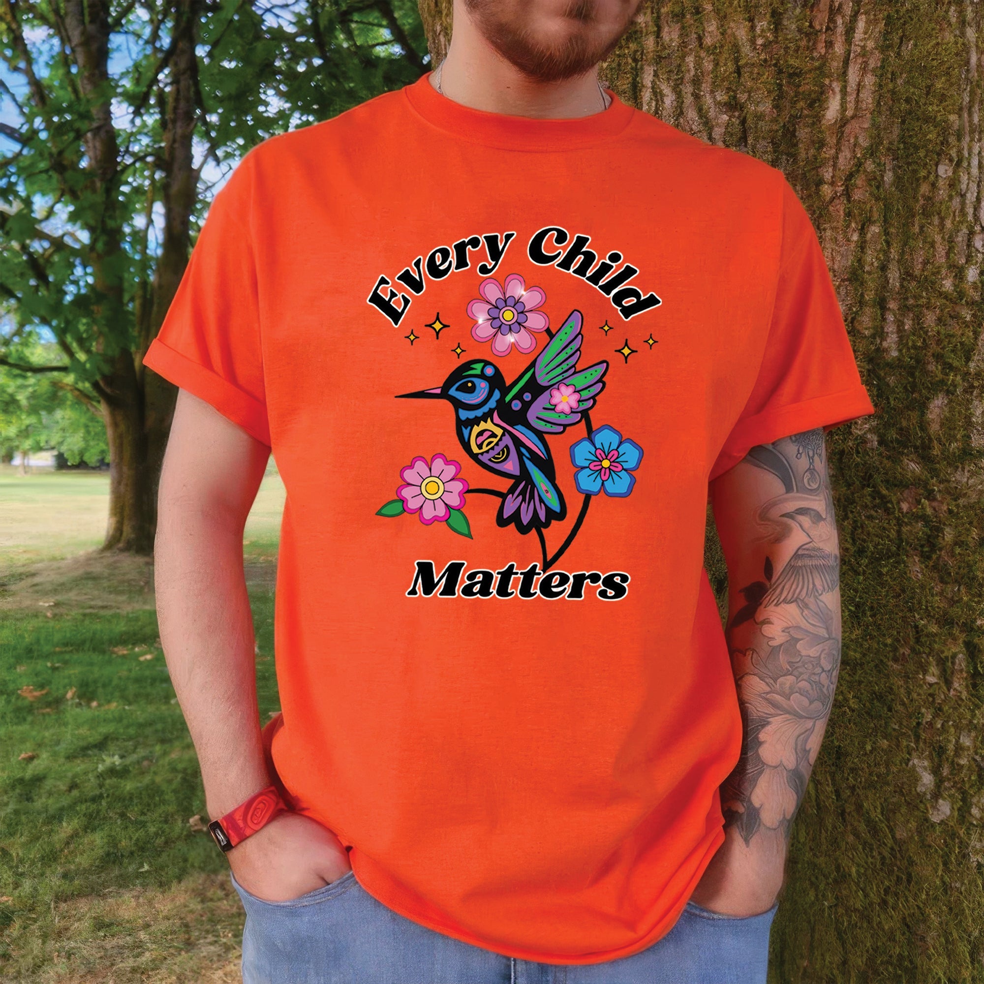 Every Child Matters Hummingbird Orange Native American Unisex T-shirt/Hoodie/Sweatshirt