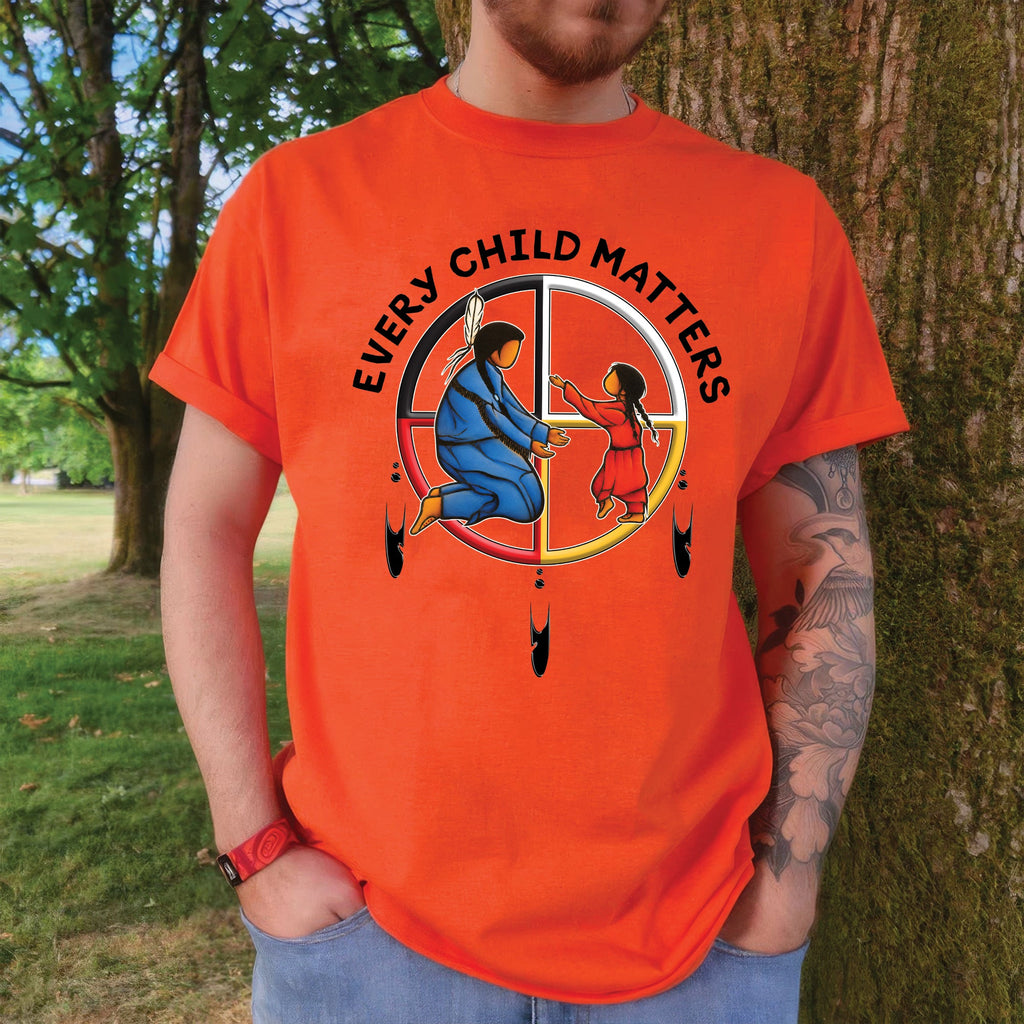 Every Child Matters Orange Shirt Day – Native Inspired Mother & Child Indigenous Awareness Unisex T-shirt/Hoodie/Sweatshirt
