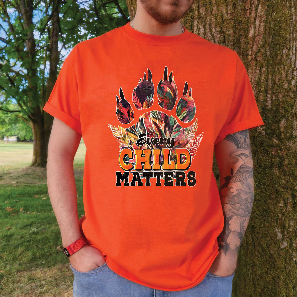 Every Child Matters Feathered Paw Print Orange Native American Unisex T-shirt/Hoodie/Sweatshirt