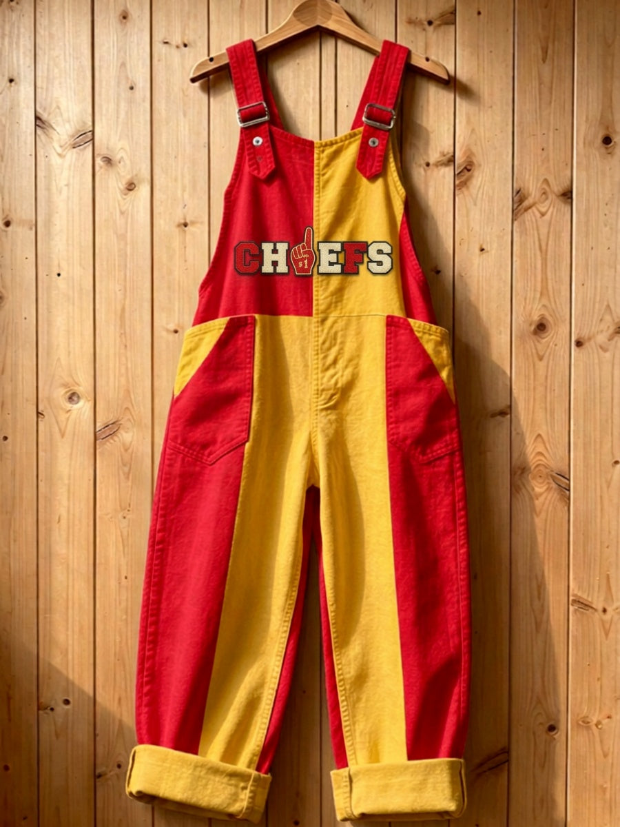Women's Football Print Overalls
