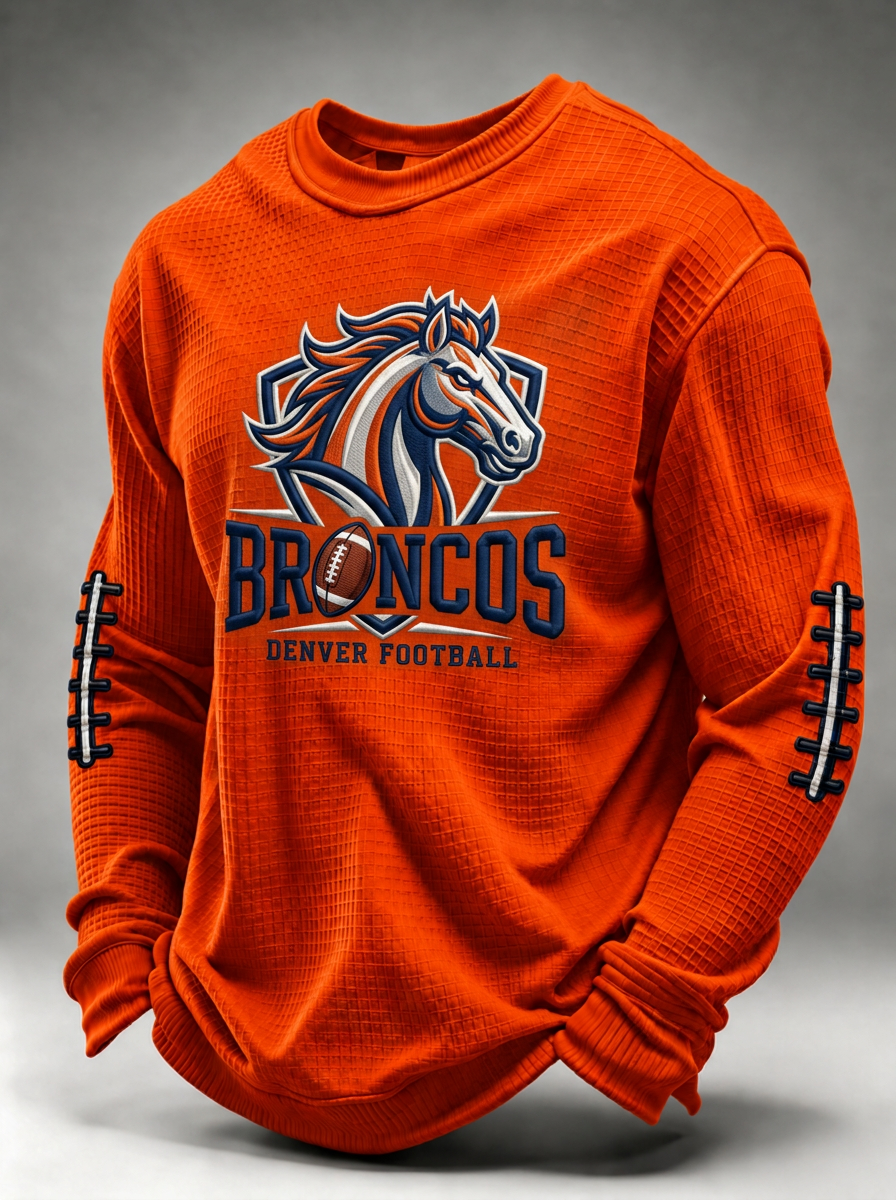 Men's Denver Broncos Football Logo Printed T-shirt