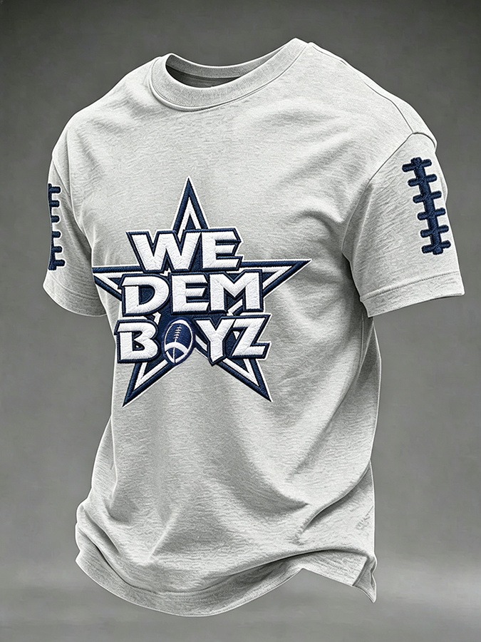 Men'S Football Printed Round Neck T-Shirt