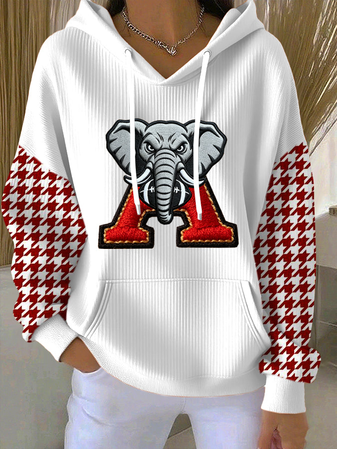 Women'S Football Print Hooded Sweatshirt