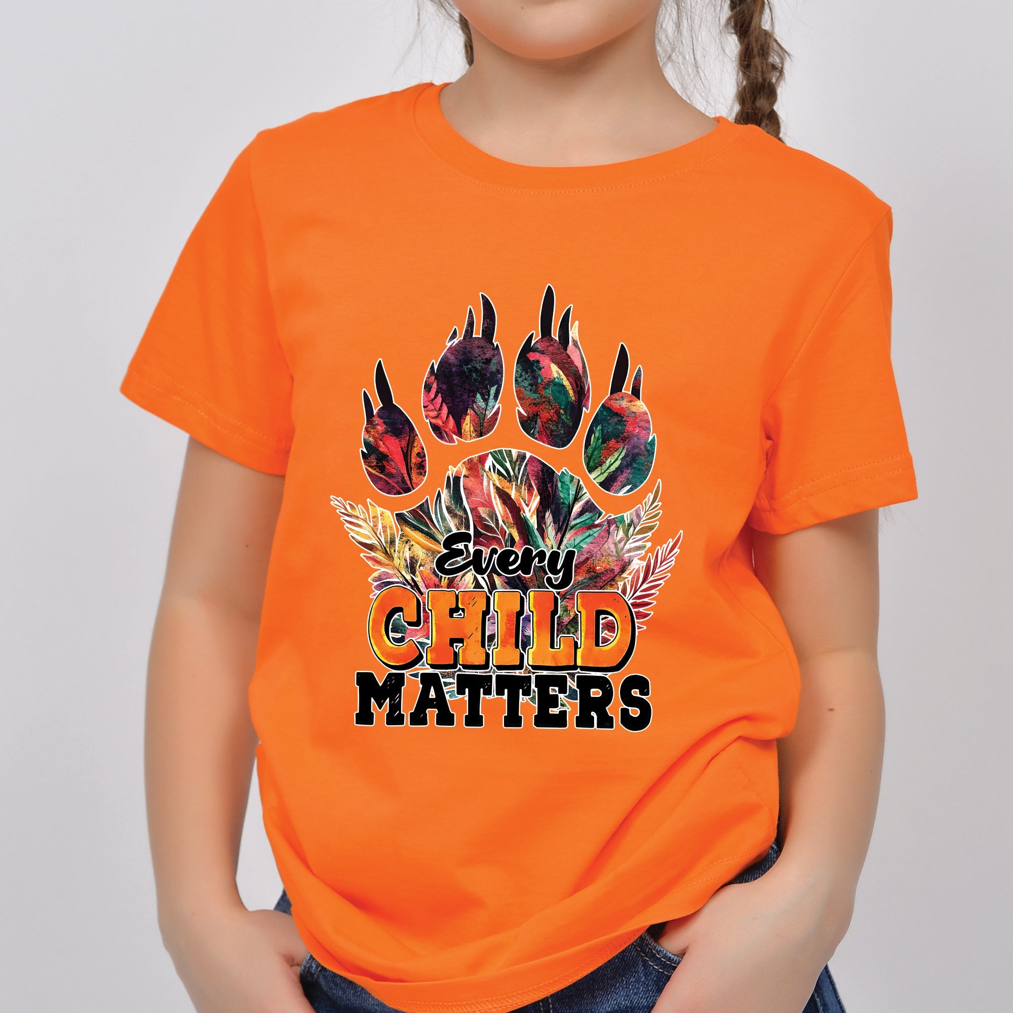 Every Child Matters Feathered Paw Print Orange Native American Unisex T-shirt/Hoodie/Sweatshirt