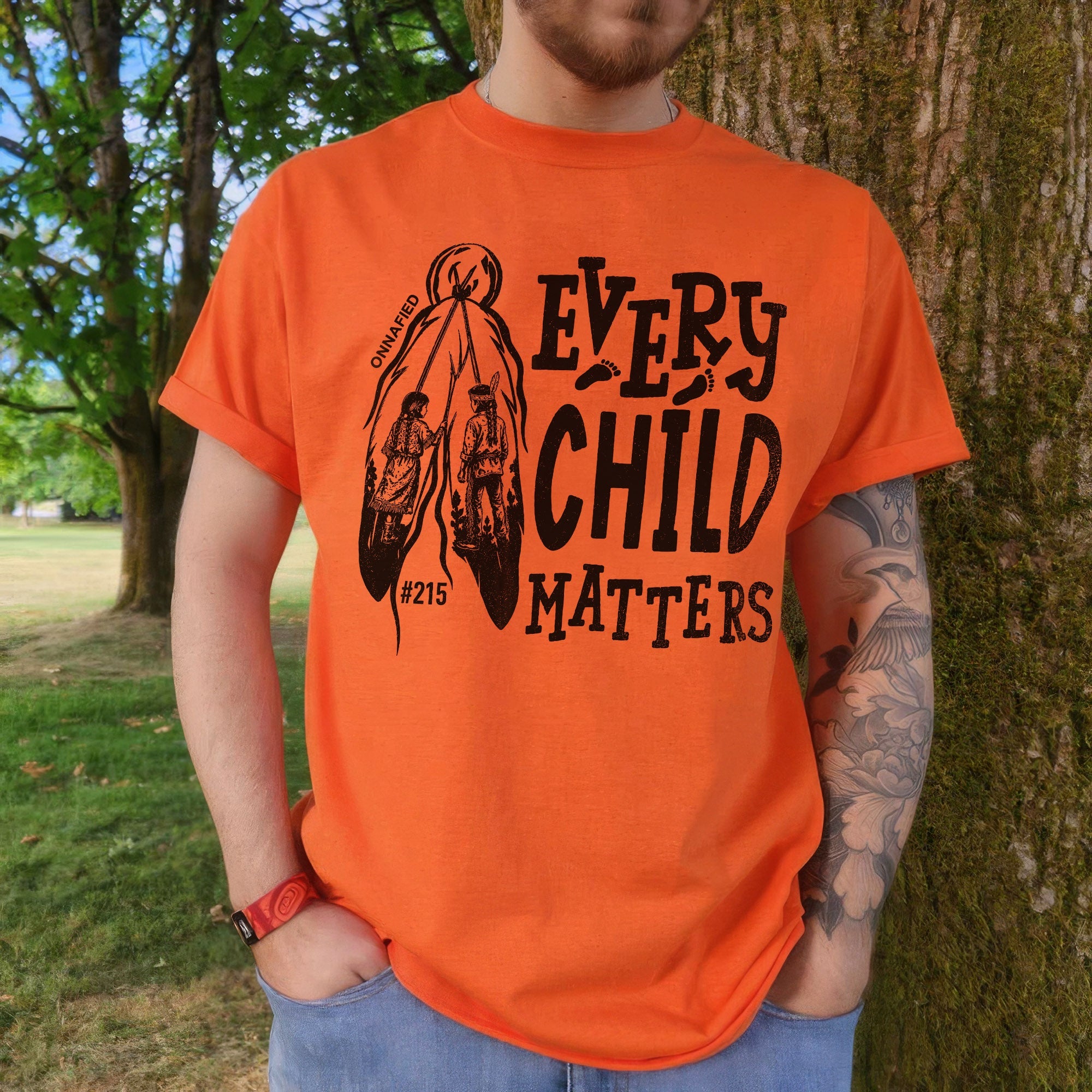 Every Child Matters Orange Shirt – #215 Native Children Never Forgotten Unisex T-shirt/Hoodie/Sweatshirt