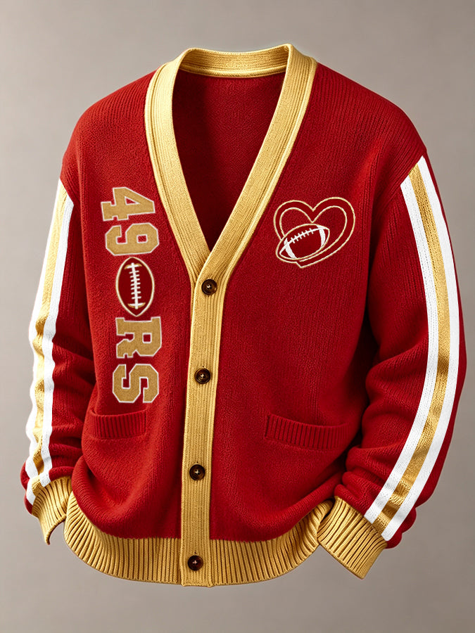 Men'S Sports Football Long Sleeved Cardigan