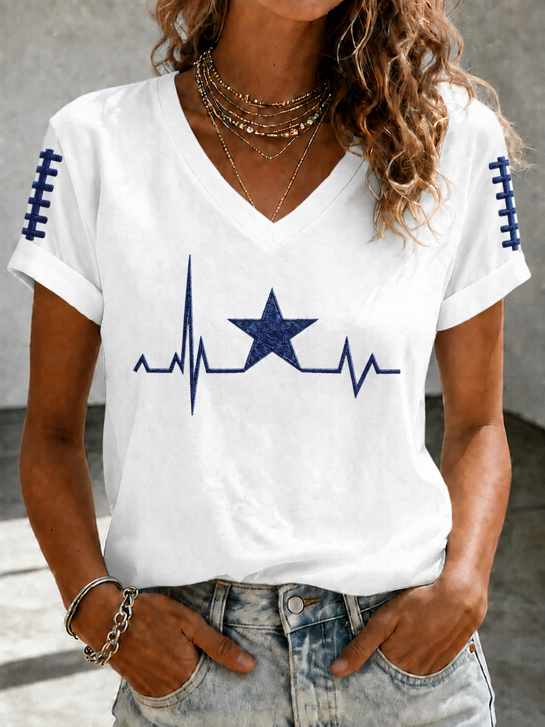 Women'S Retro Rugby Printed Casual T-Shirt
