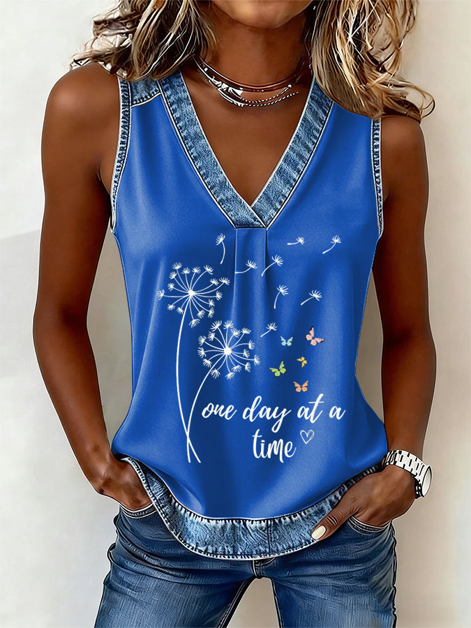 Women's One Day At A Time Print Tank Top