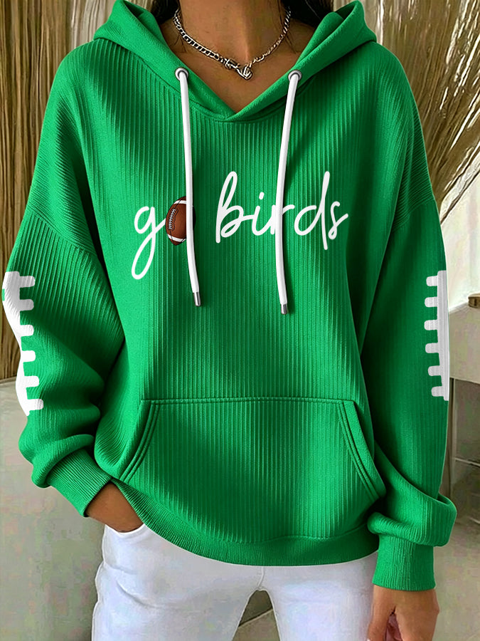 Women'S Football Print Hooded Sweatshirt