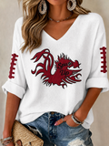 Women'S Football Print Waffle  Top