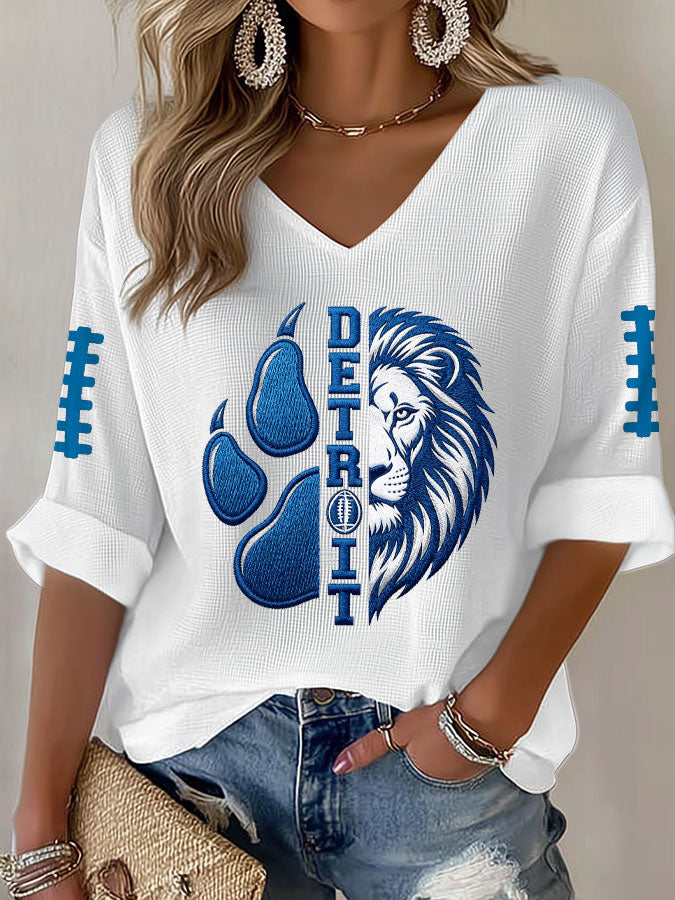 Women'S Football Print Waffle Top