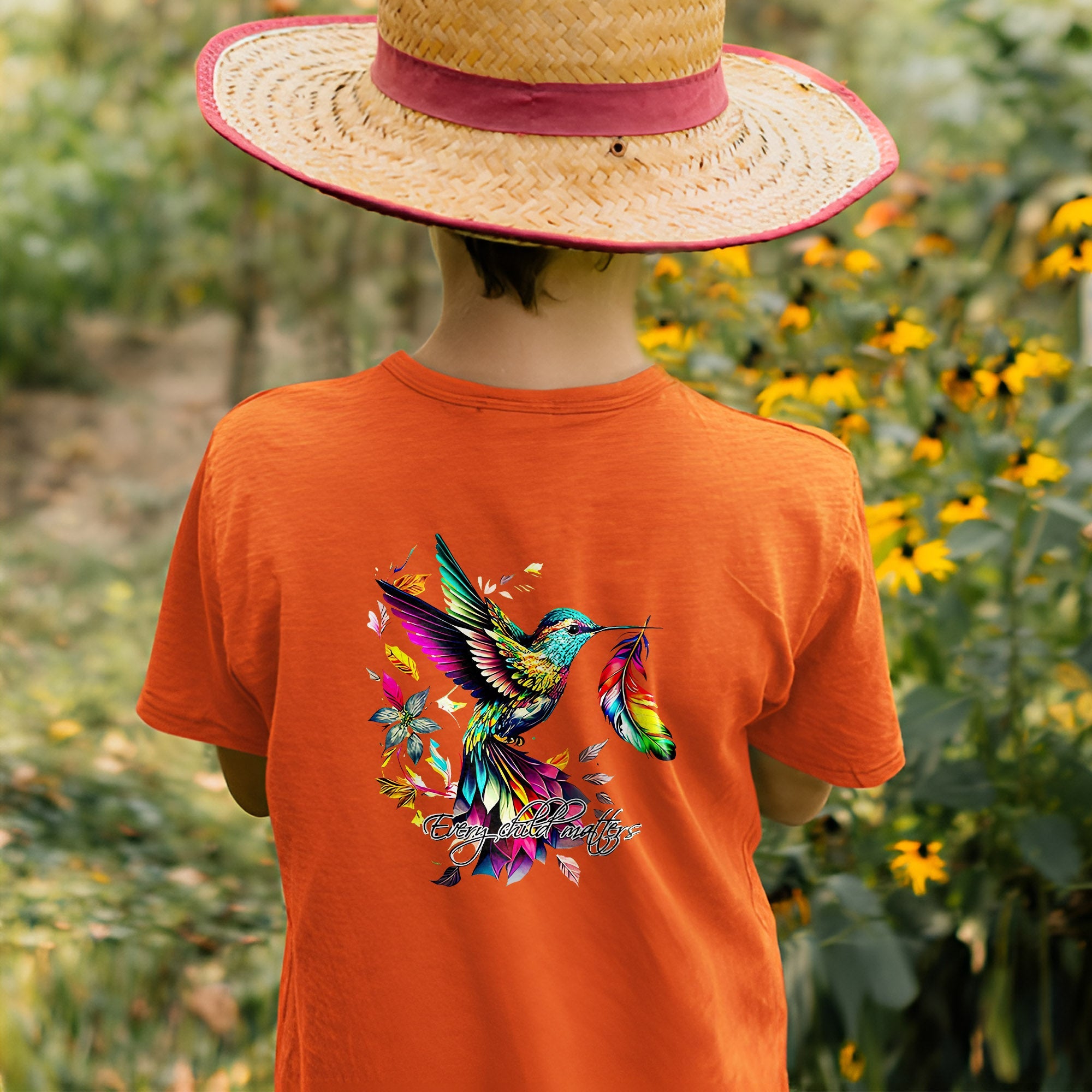 Every Child Matters Hummingbird Unisex Back T-shirt/Hoodie/Sweatshirt