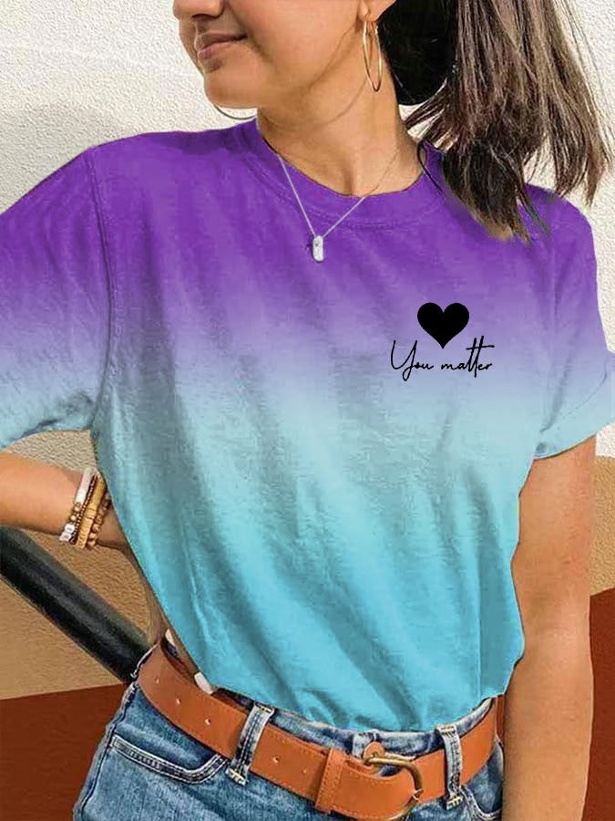 Ladies' Casual 'You'Re Stronger Than You Think' Personalized Printed Round Neck T-Shirt