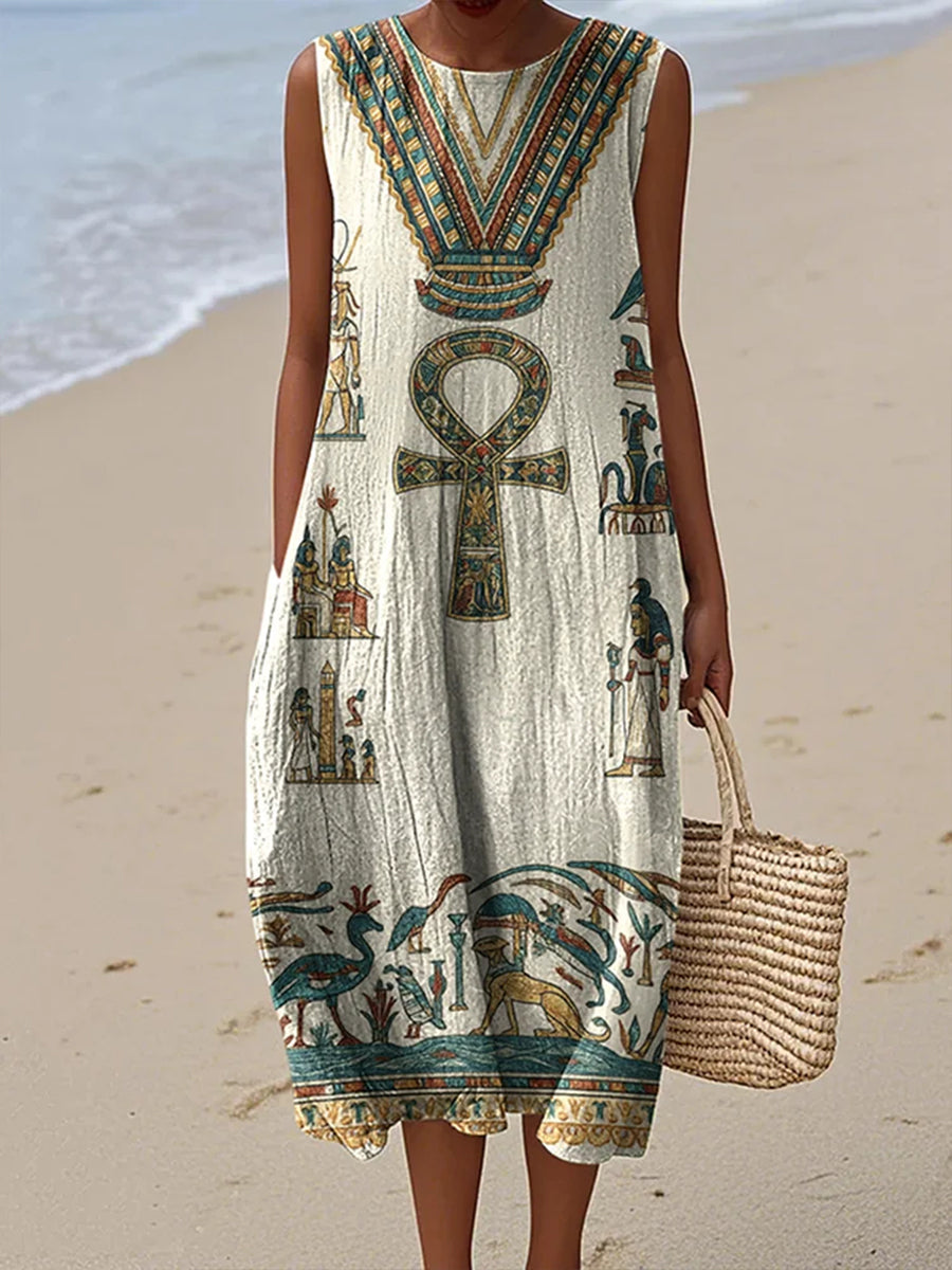 Women's Ancient Egyptian Civilization Printed Dress