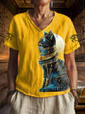Women's Egyptian Cat V-Neck Tops