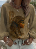 Women's Egyptian goddess print long-sleeved top