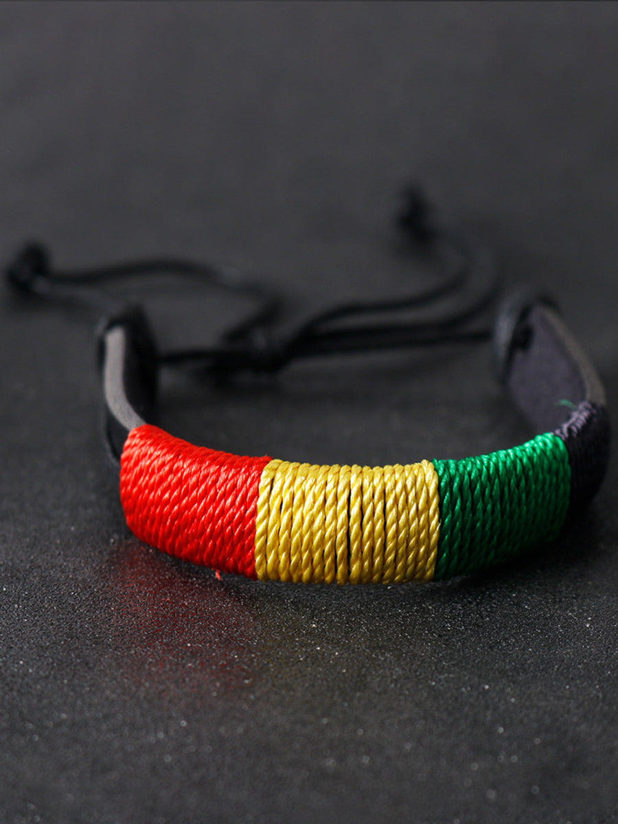 Unisex Jamaican Reggae Leather Braided Bracelet