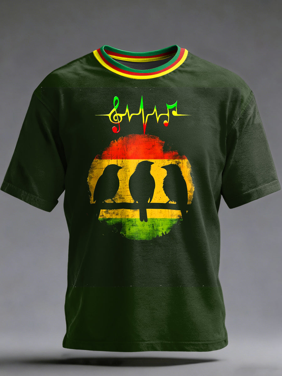 Men's Reggae Printed Vintage Fashion Loose Short Sleeve T-Shirt